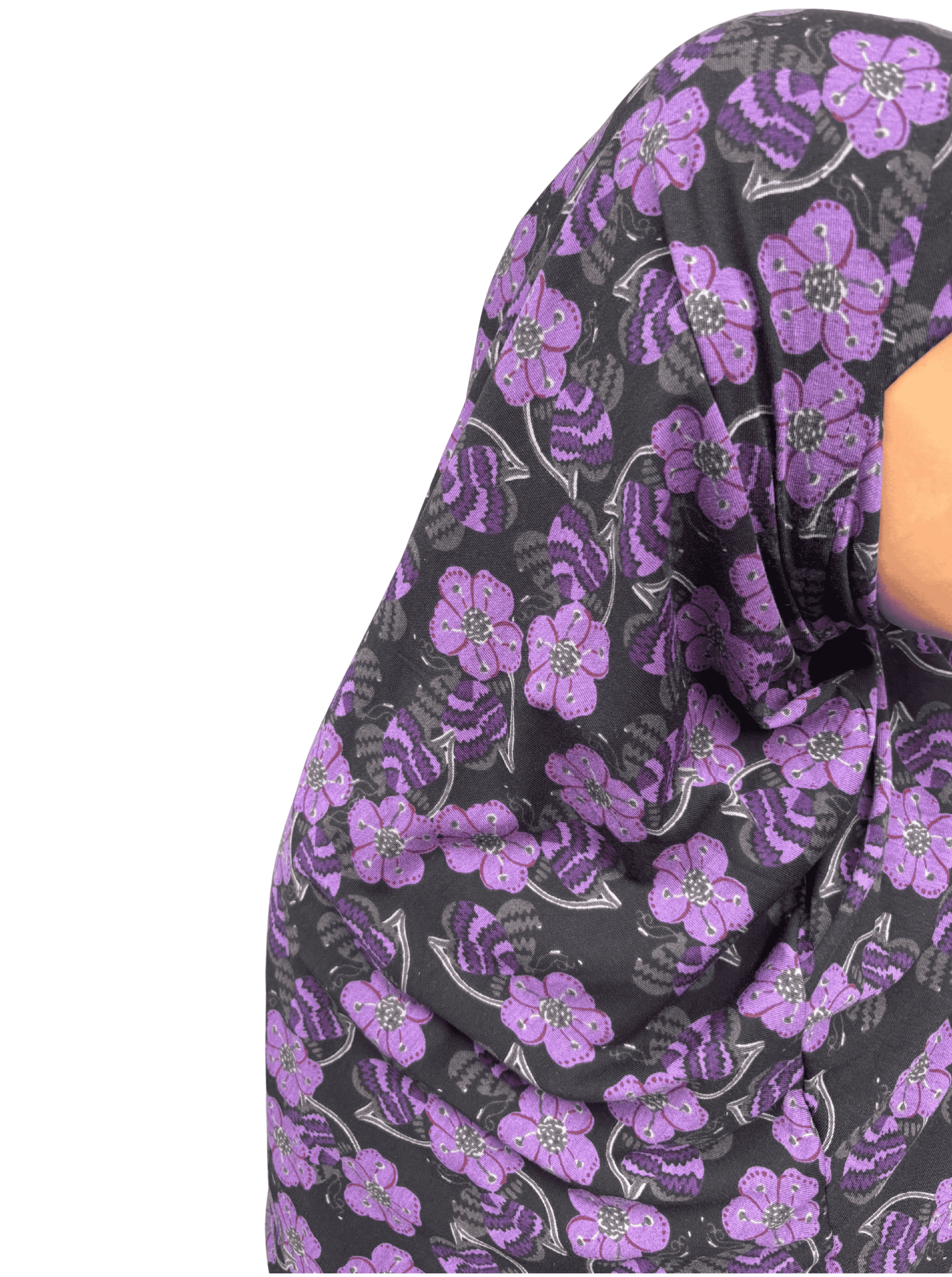 Kids Khimar - purple floral print