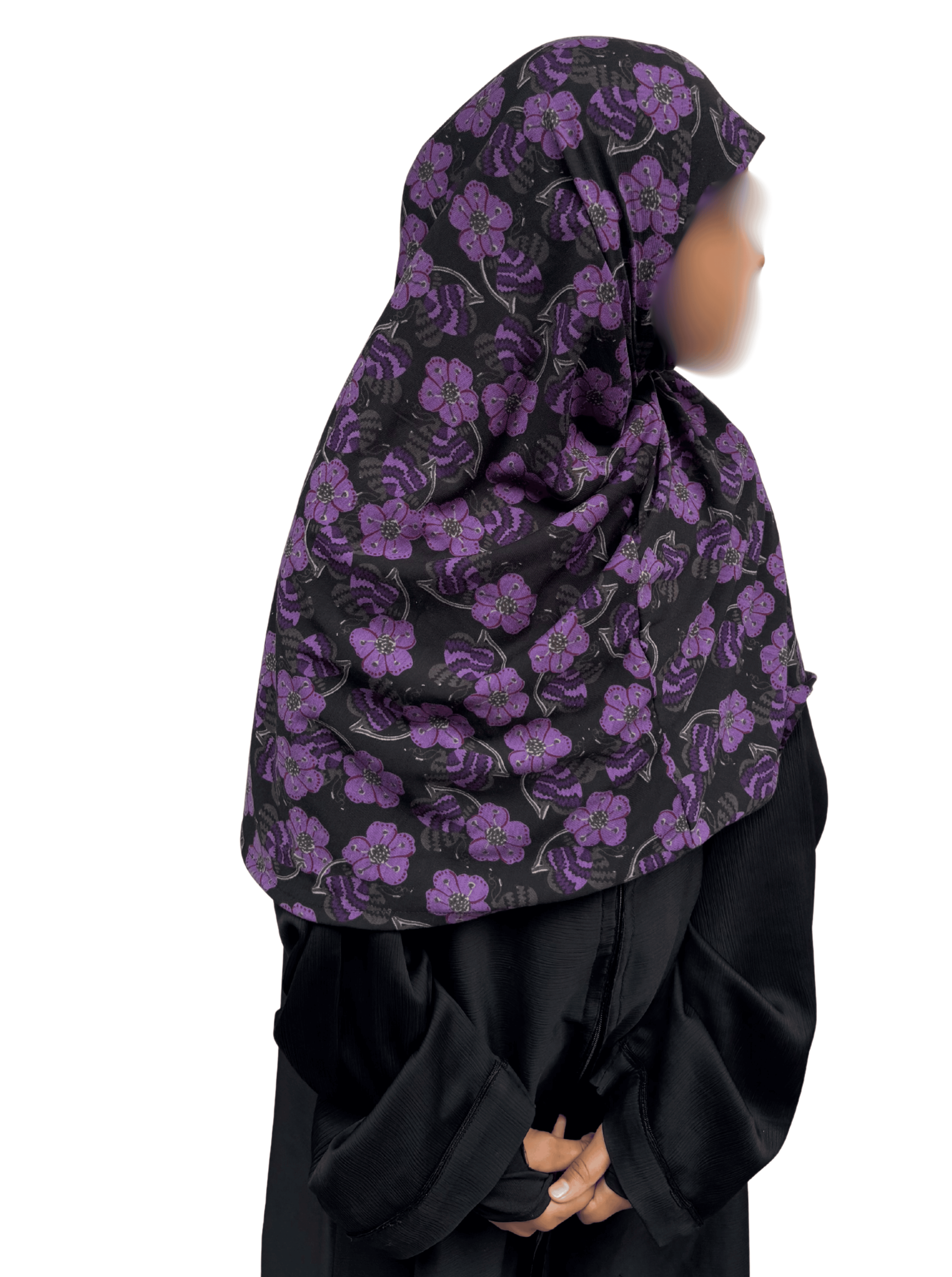 Kids Khimar - purple floral print