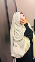 Off White Dupatta with beige lace, exclusive hand work