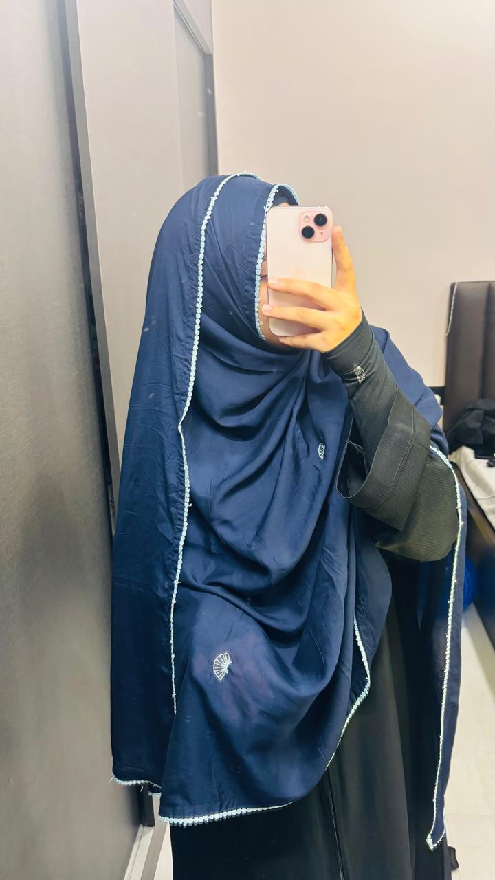 Navy Blue Rayon Hand Work Dupatta