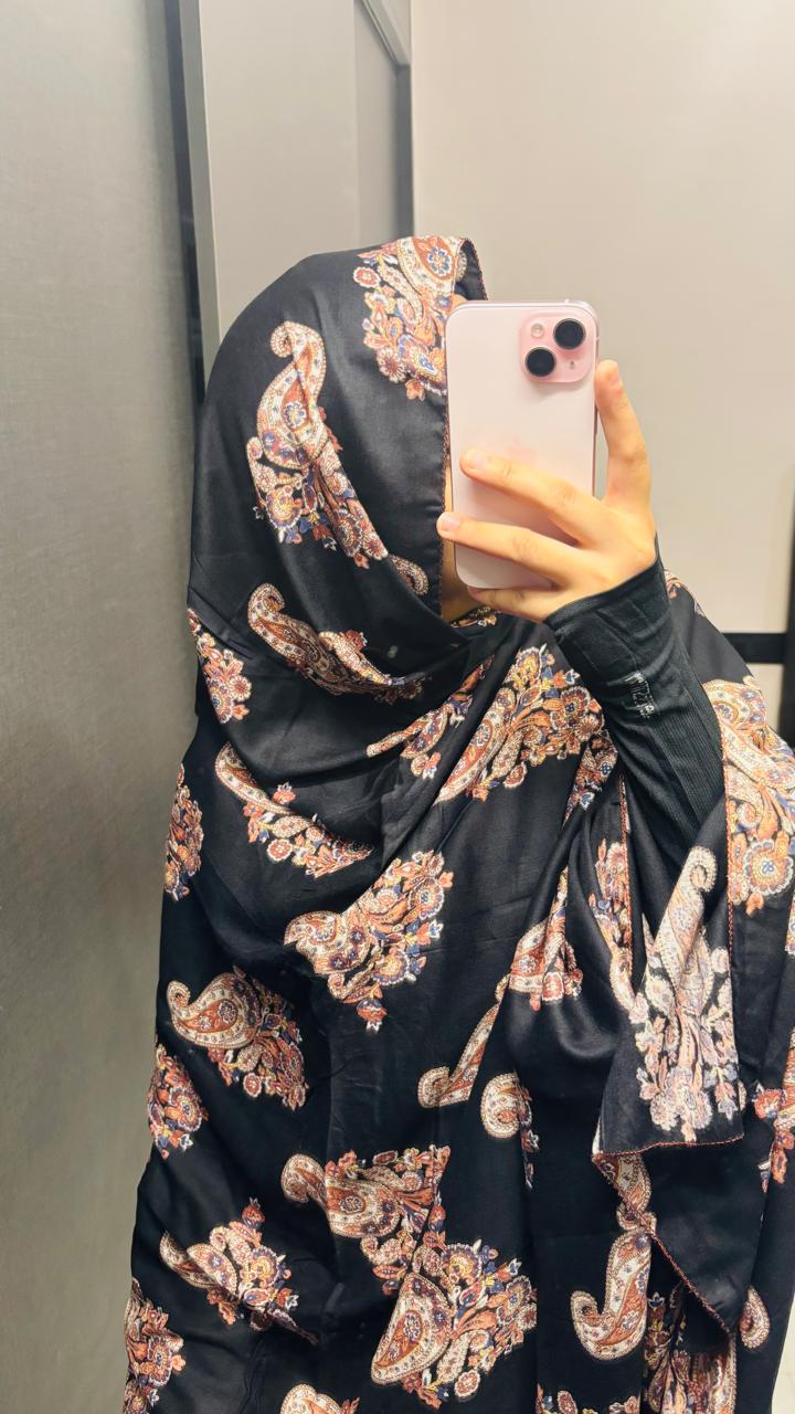Beautiful Printed Black Dupatta