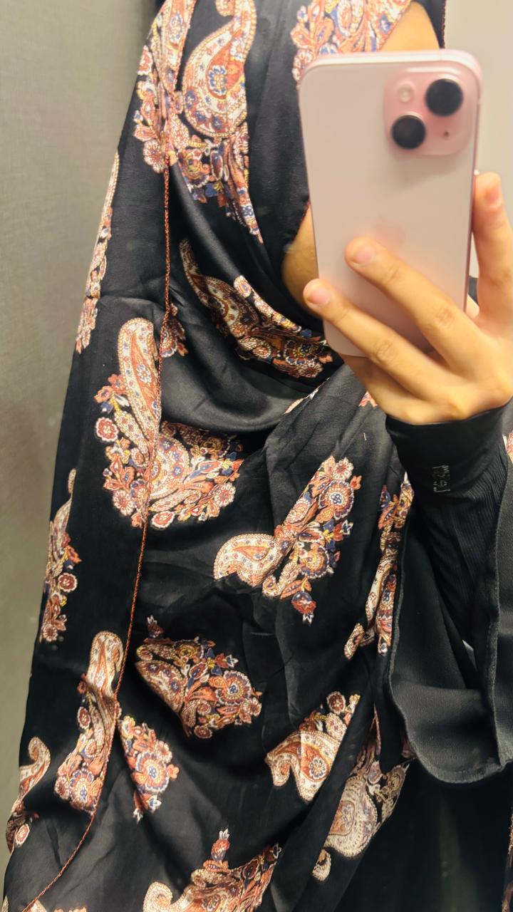 Beautiful Printed Black Dupatta