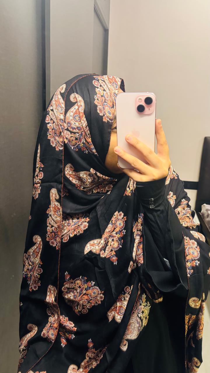 Beautiful Printed Black Dupatta