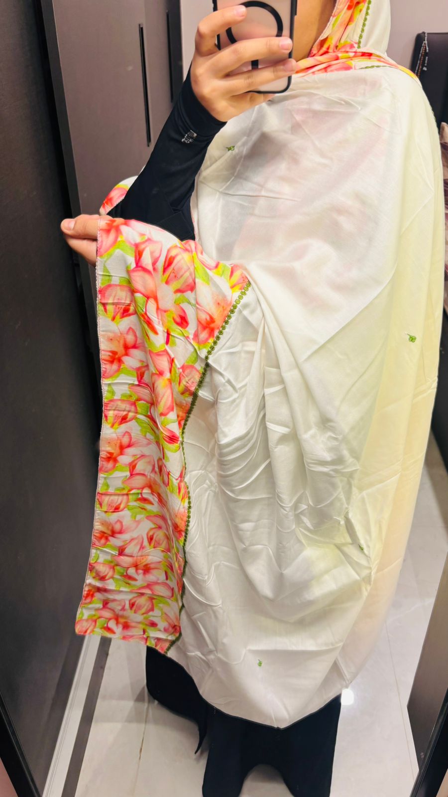Beautiful Summer Print Rayon Dupatta with Lace & hand work