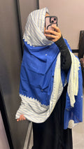 Elegant Royal Blue Soft Rayon Dupatta, with lace & Hand work