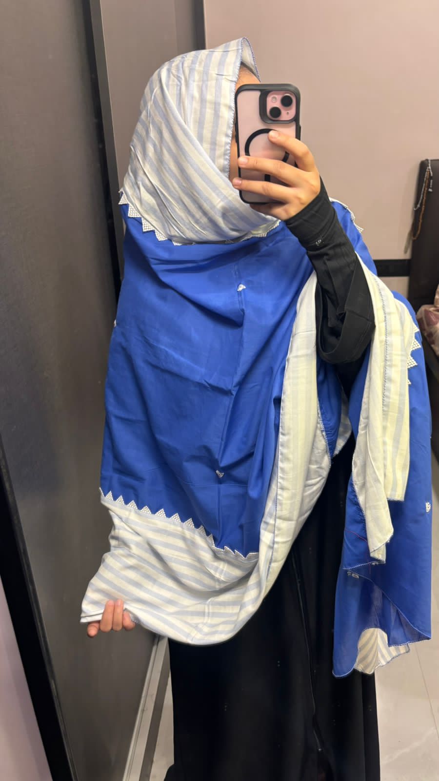 Elegant Royal Blue Soft Rayon Dupatta, with lace & Hand work