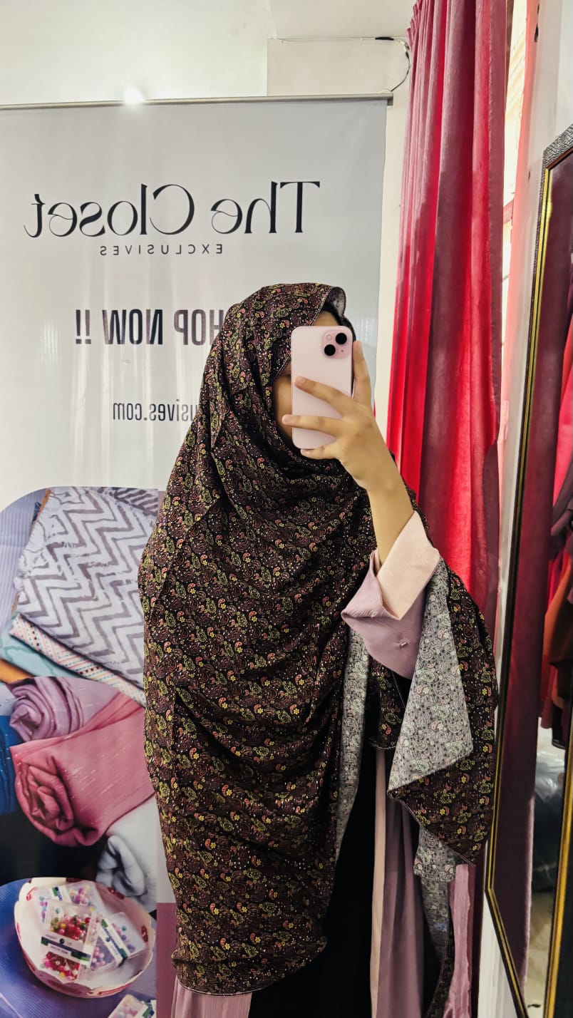 Printed Namaz dupatta with Shimmer
