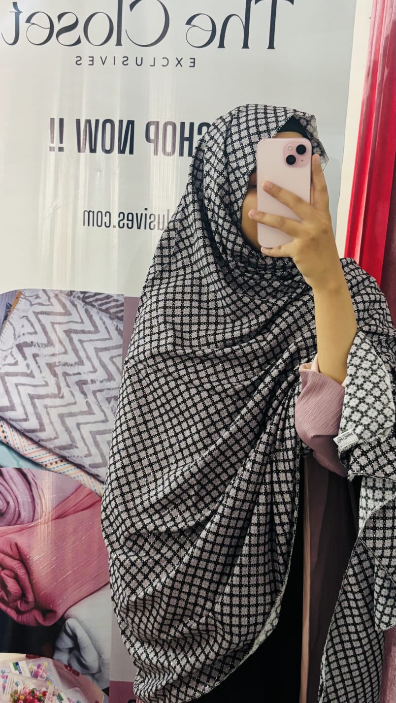 Printed Namaz dupatta with Shimmer
