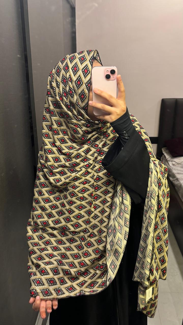 Printed Namaz Dupatta with stones
