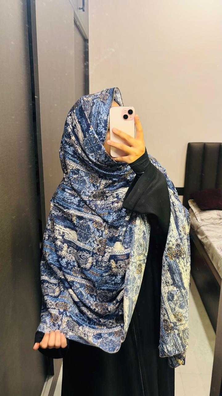 Printed Namaz Dupatta with stones