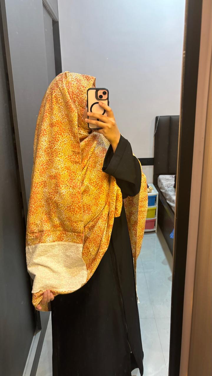 Mustard Printed Lace Dupatta