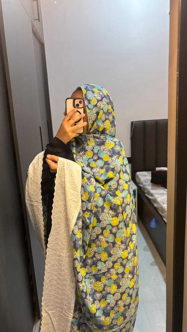 Abstract Printed Rayon Lace Dupattas