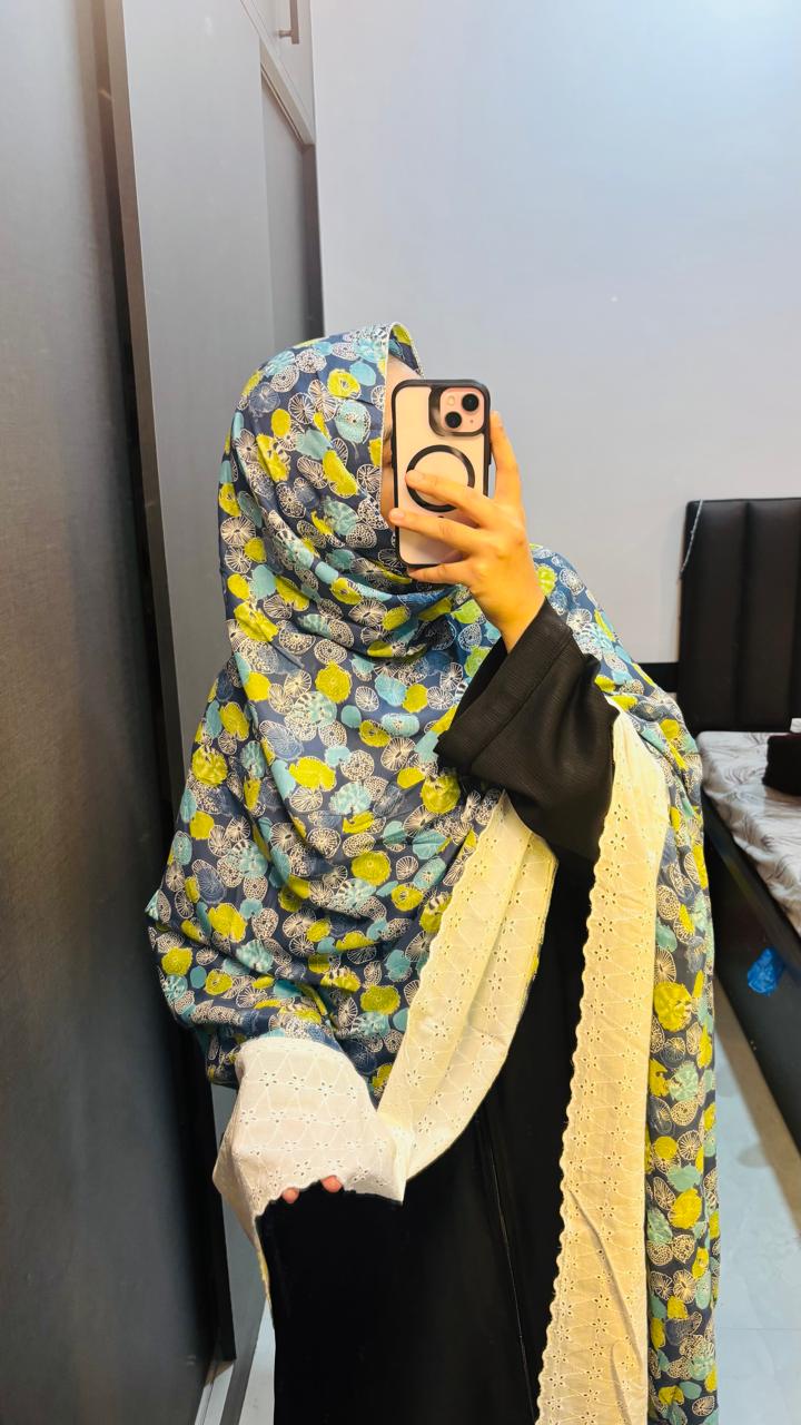 Abstract Printed Rayon Lace Dupattas
