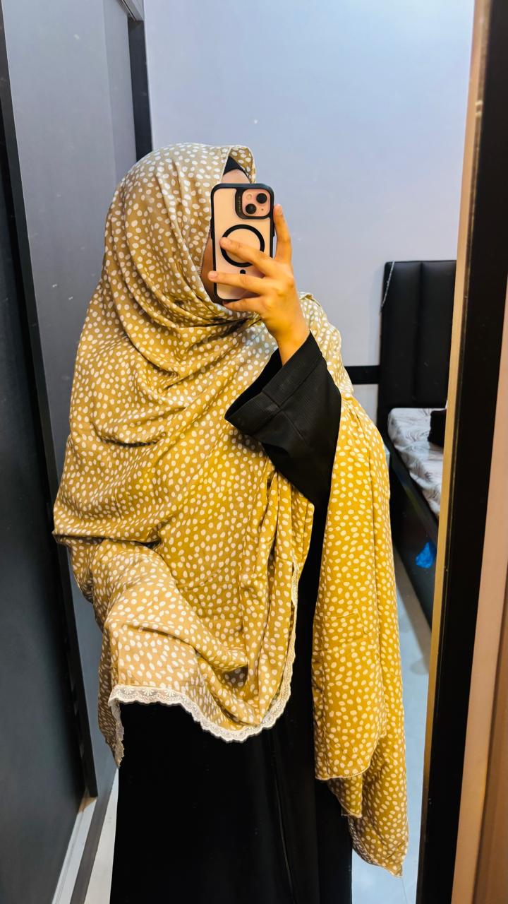 Beige Printed Lace Dupatta