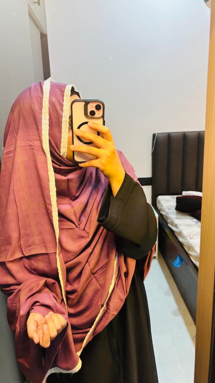 Purple Printed Lace Dupatta