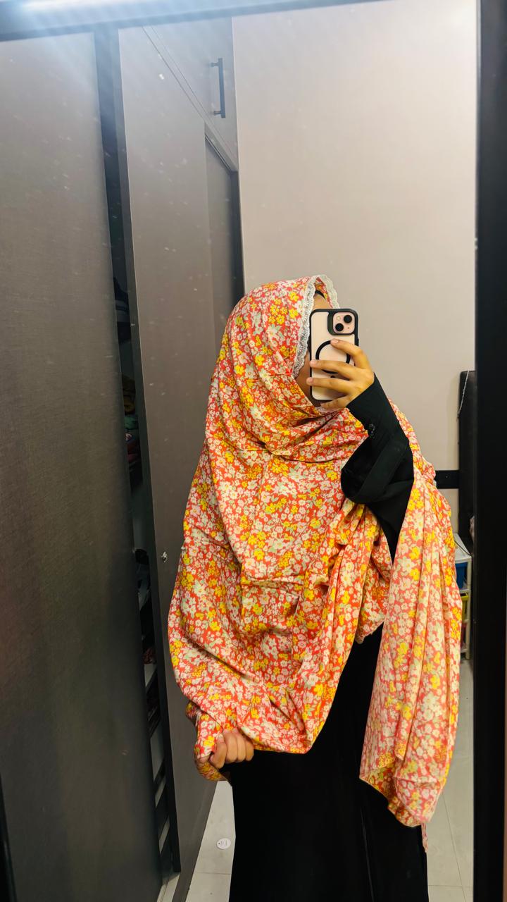 Rayon Floral Printed Lace Dupatta