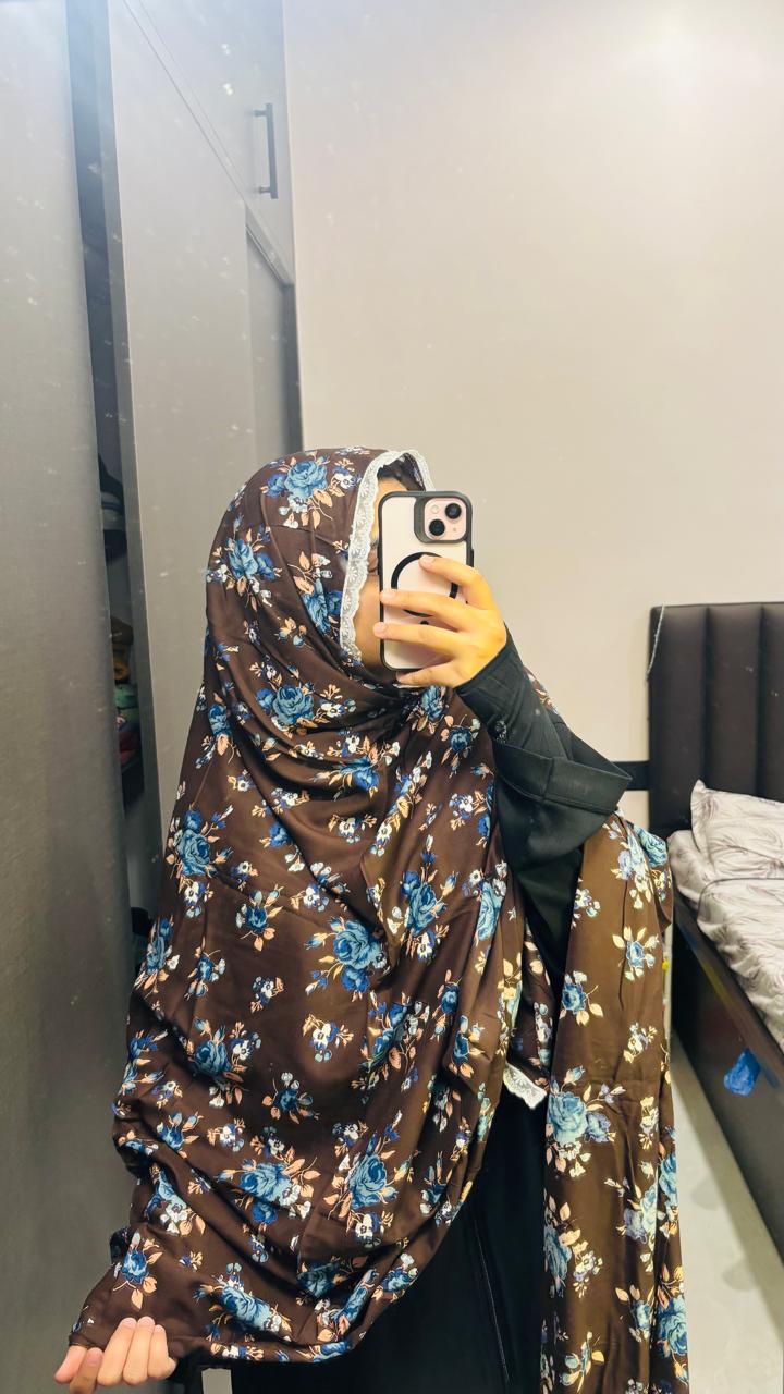 Printed Floral Lace Dupatta