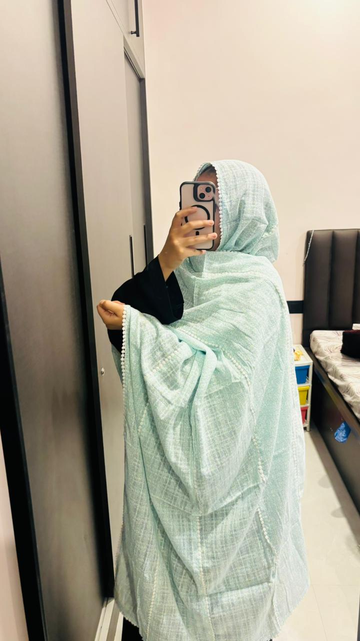 Green Minimal Printed Lace Dupatta