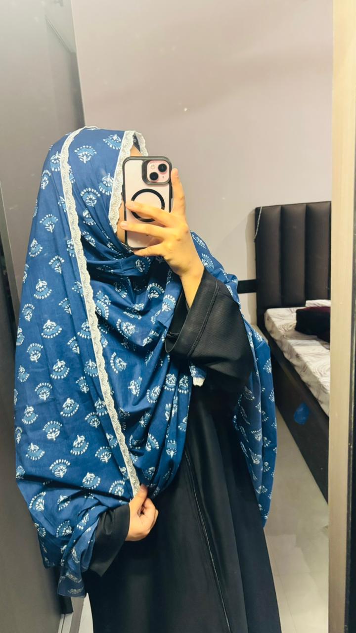 Printed Blue Lace Dupatta