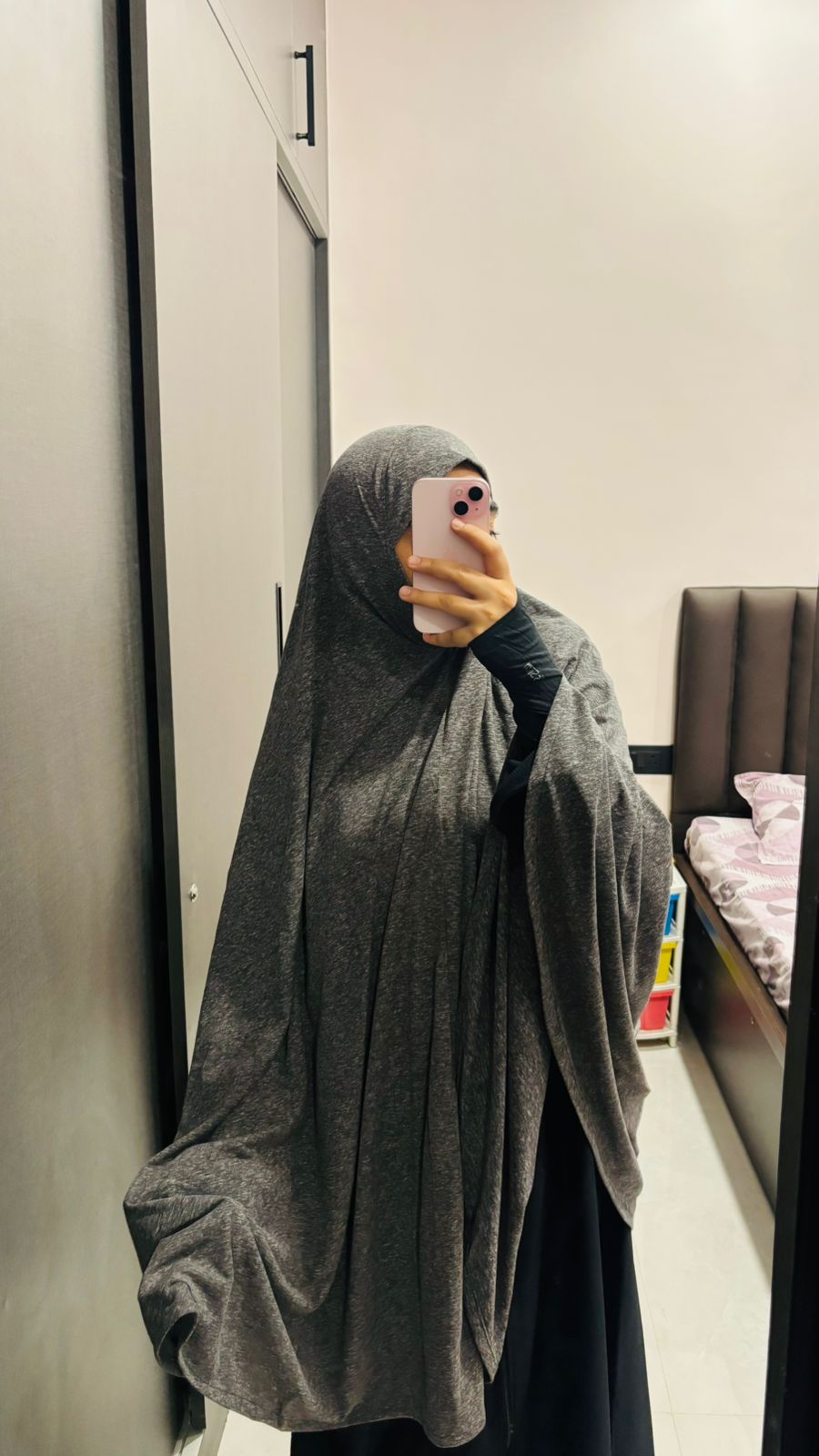 Cotton Grey Texture Khimar