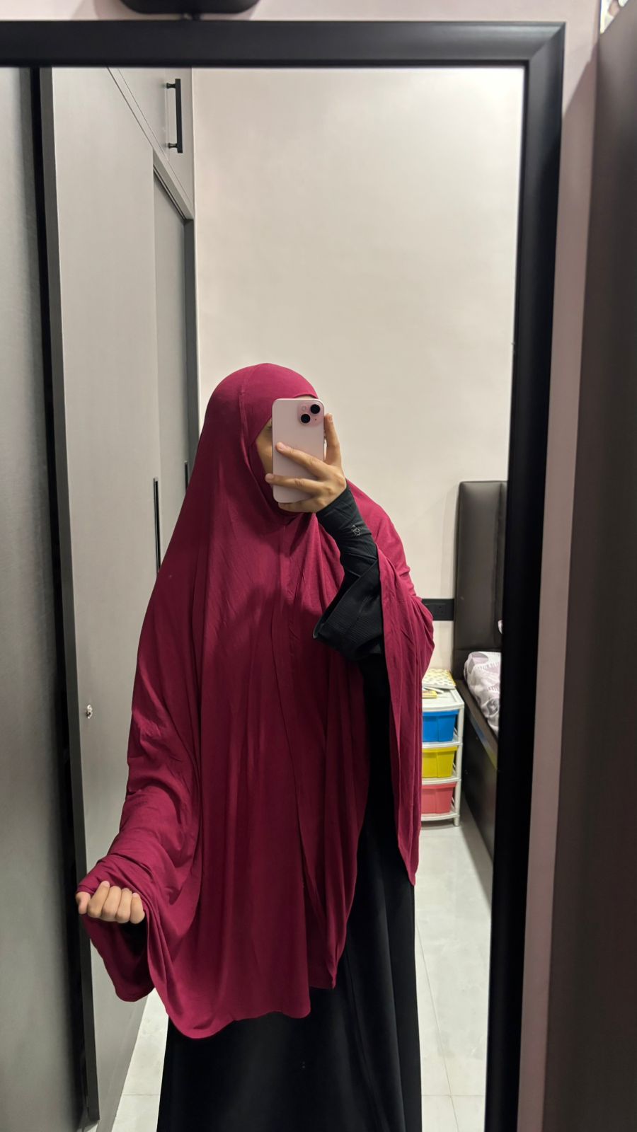 Cotton Hosiery Maroon Khimar