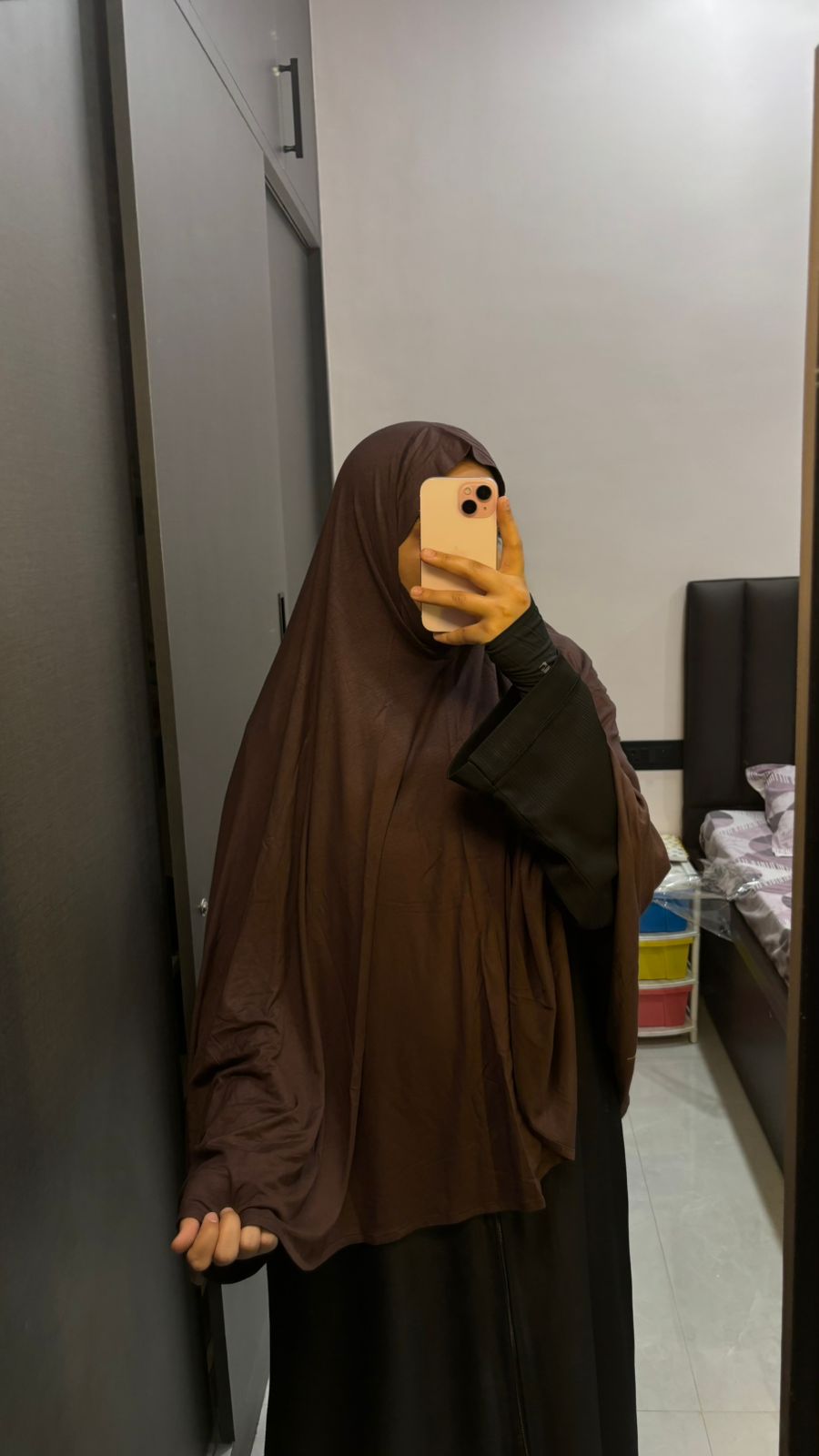 Cotton Hosiery Dark brown Khimar