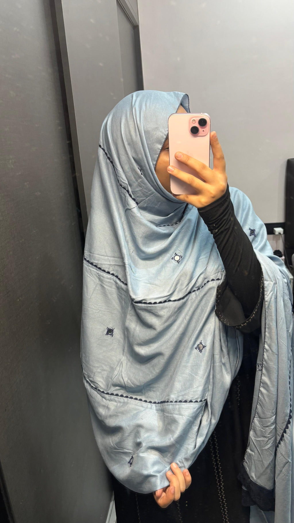 Baby Blue Designer Embroidered Soft Rayon Dupatta