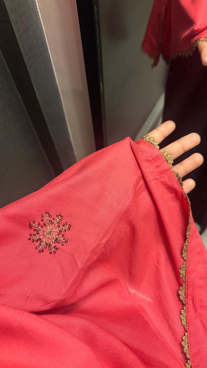 Hot Pink Beautiful Hand Work dupatta