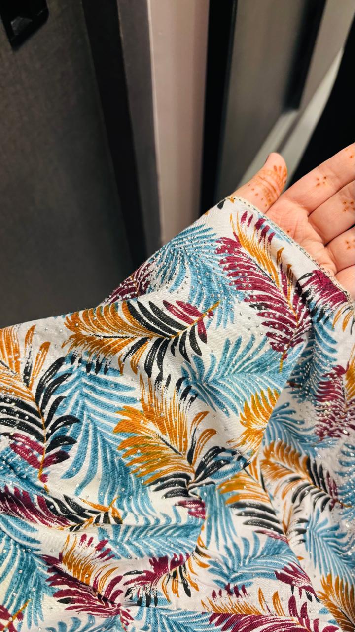 Printed Namaz Dupatta with stones