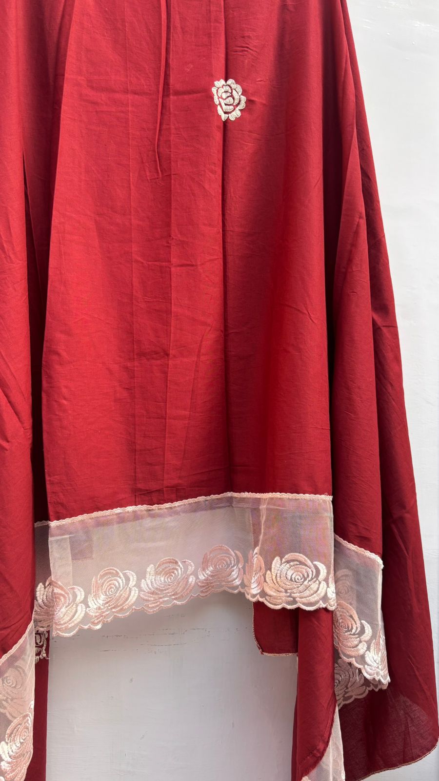 Maroon embroidered dupatta