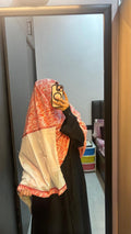 White and red Printed Designer Dupatta