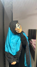 Elegant Blue & Black Soft Rayon Dupatta, with lace & Hand work