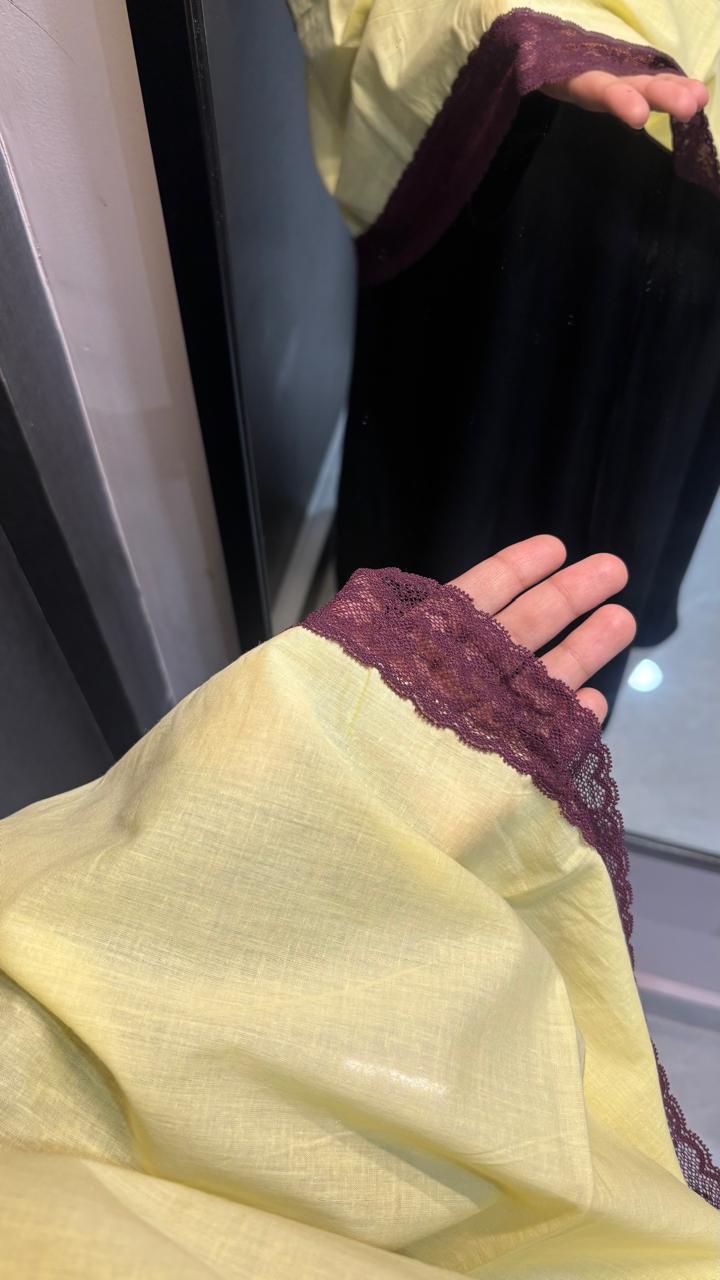 Yellow and wine Pure Cotton Embroidered Dupatta