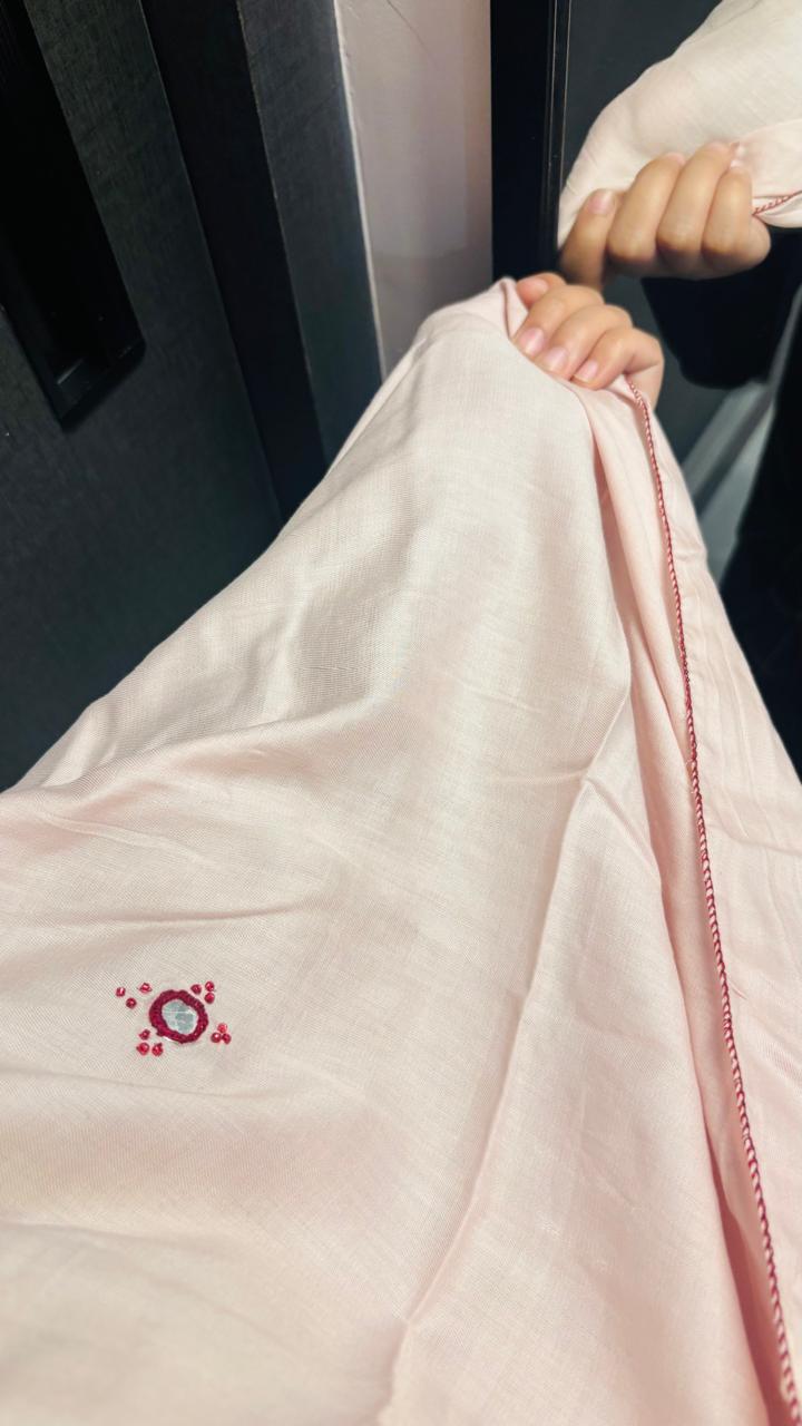 Basic Embroidered dupatta - Baby pink