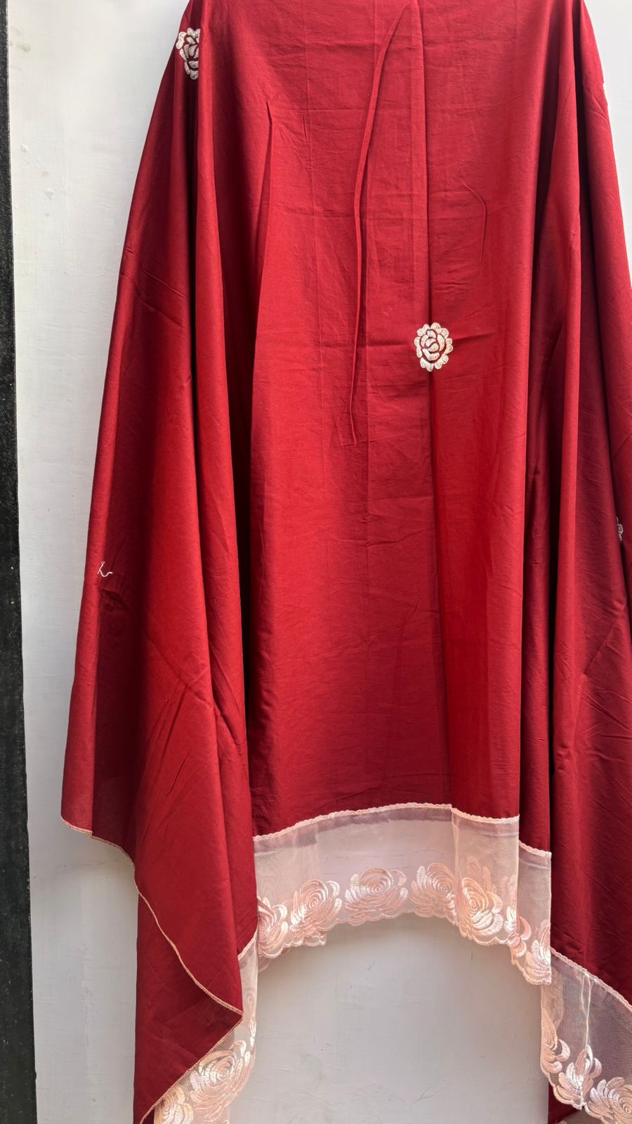 Maroon embroidered dupatta
