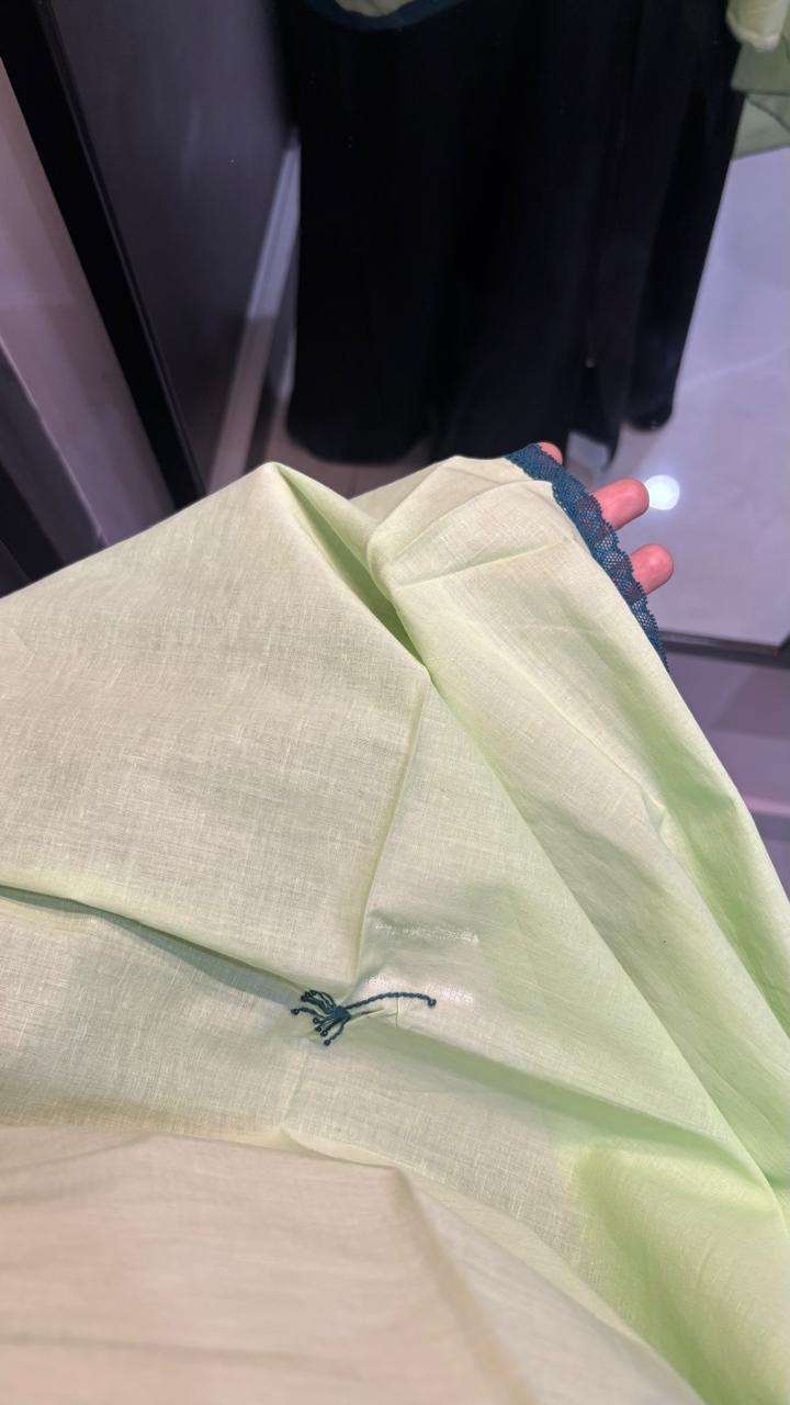 Green Pure Cotton Embroidered Dupatta