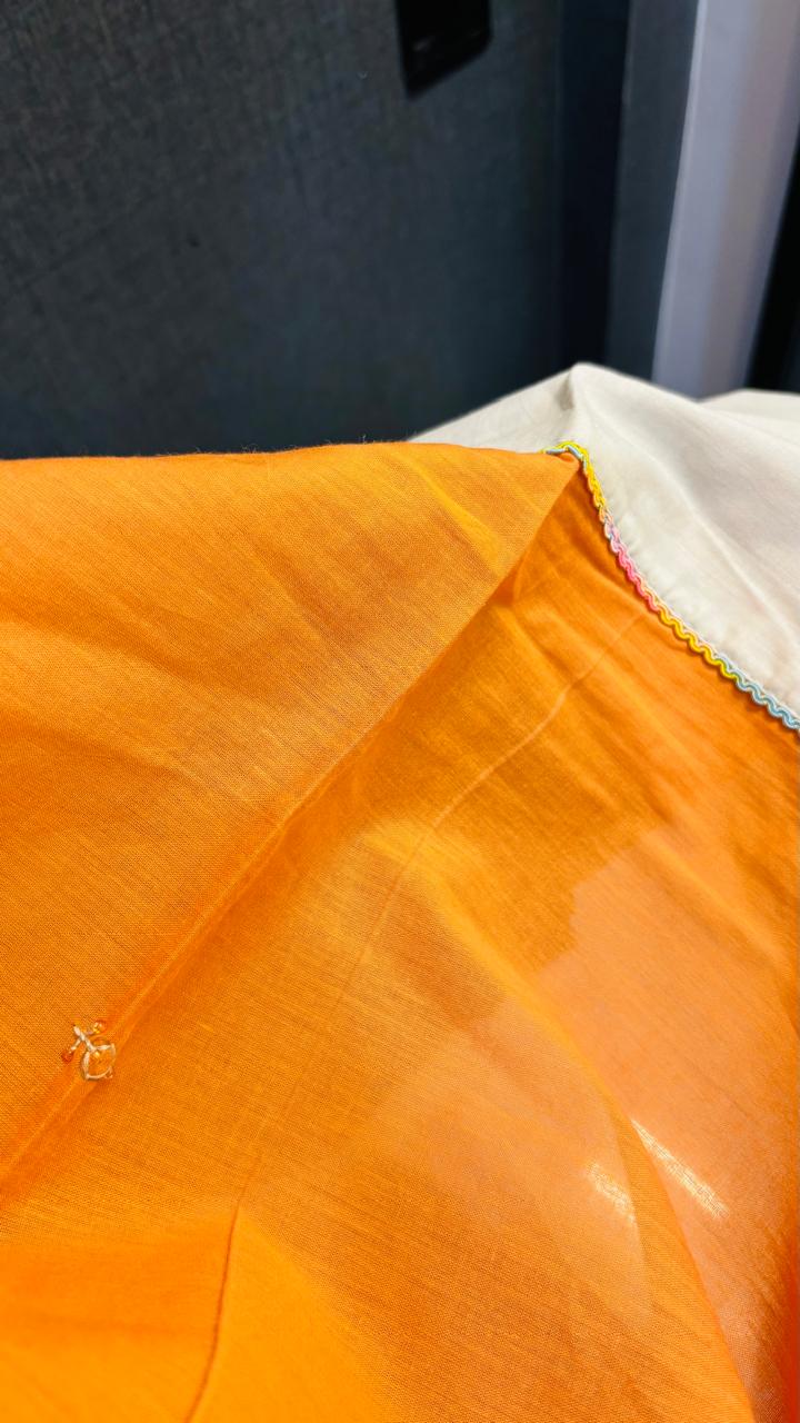 Rust & beige cotton designer dupatta with handwork