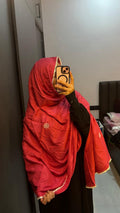 Pink & White hand work Rayon dupatta