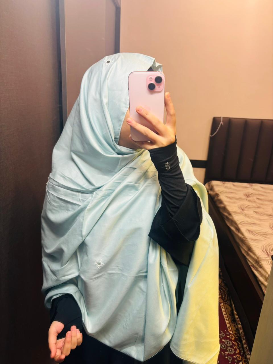 Basic Embroidered dupatta - Green