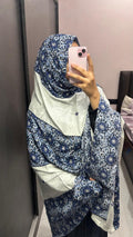 White & Printed Blue  Designer big size Chadar
