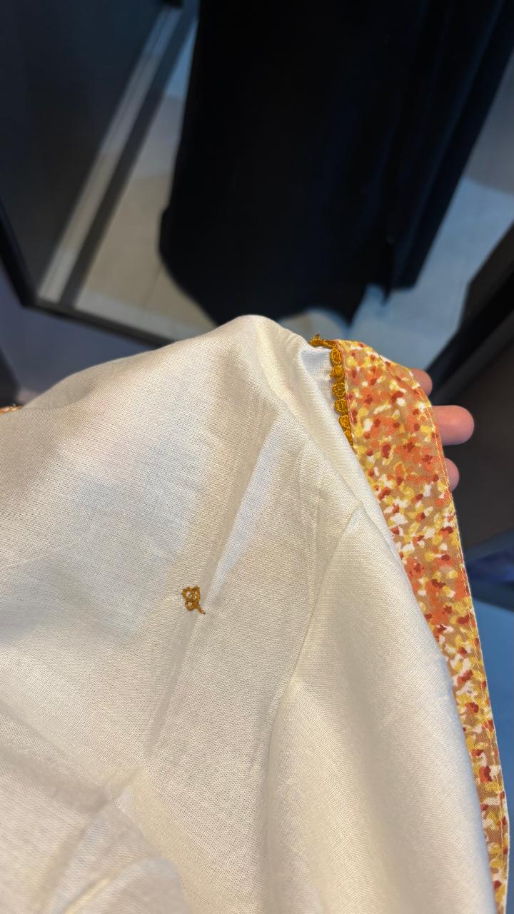 White & mustard designer dupatta