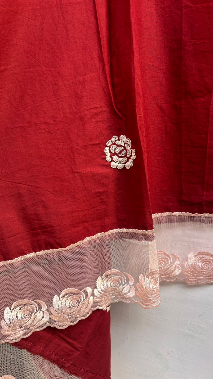 Maroon embroidered dupatta