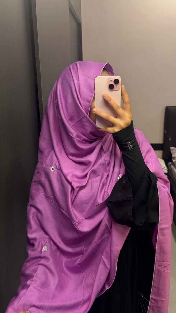 Basic Embroidered Dupatta - lavender