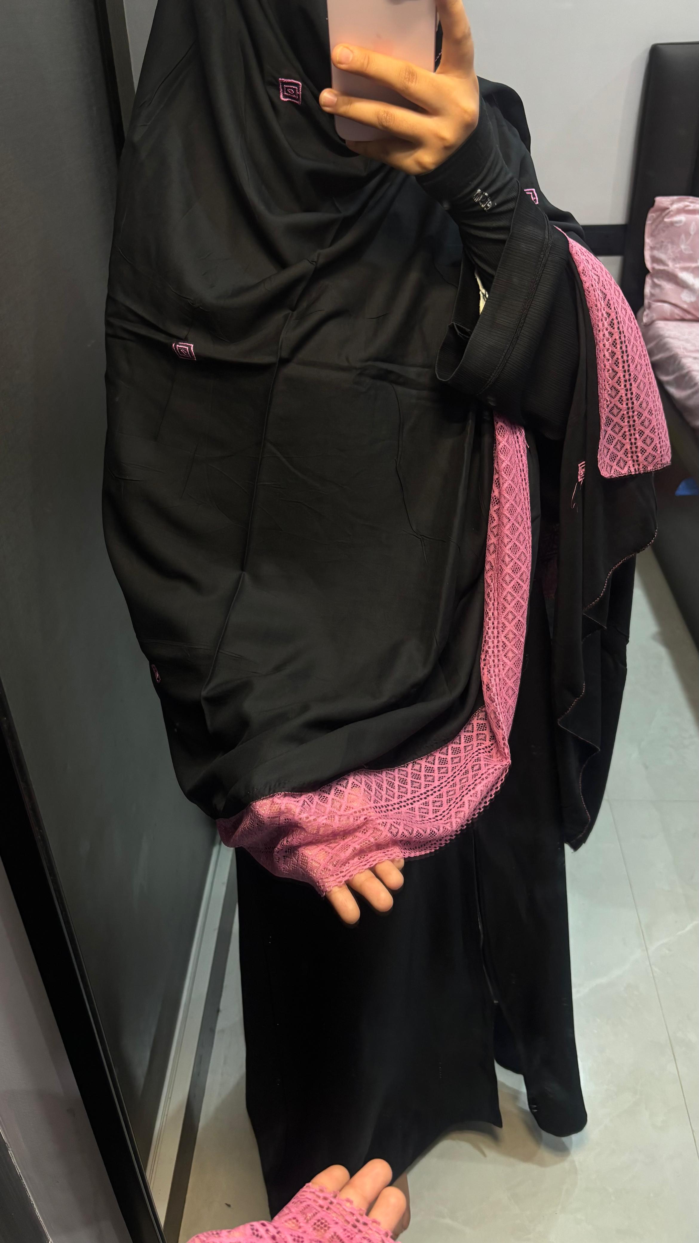 Black & Pink Soft Rayon Embroidered Dupatta
