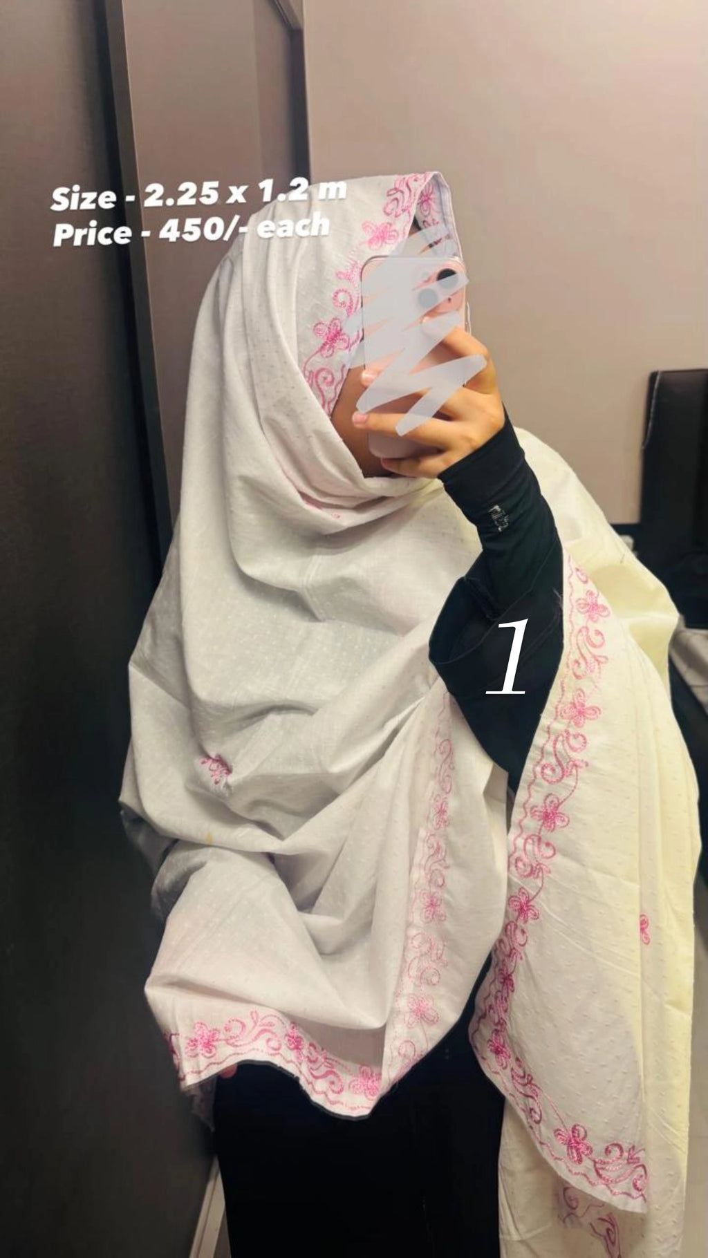 Embroidered cotton dupatta
