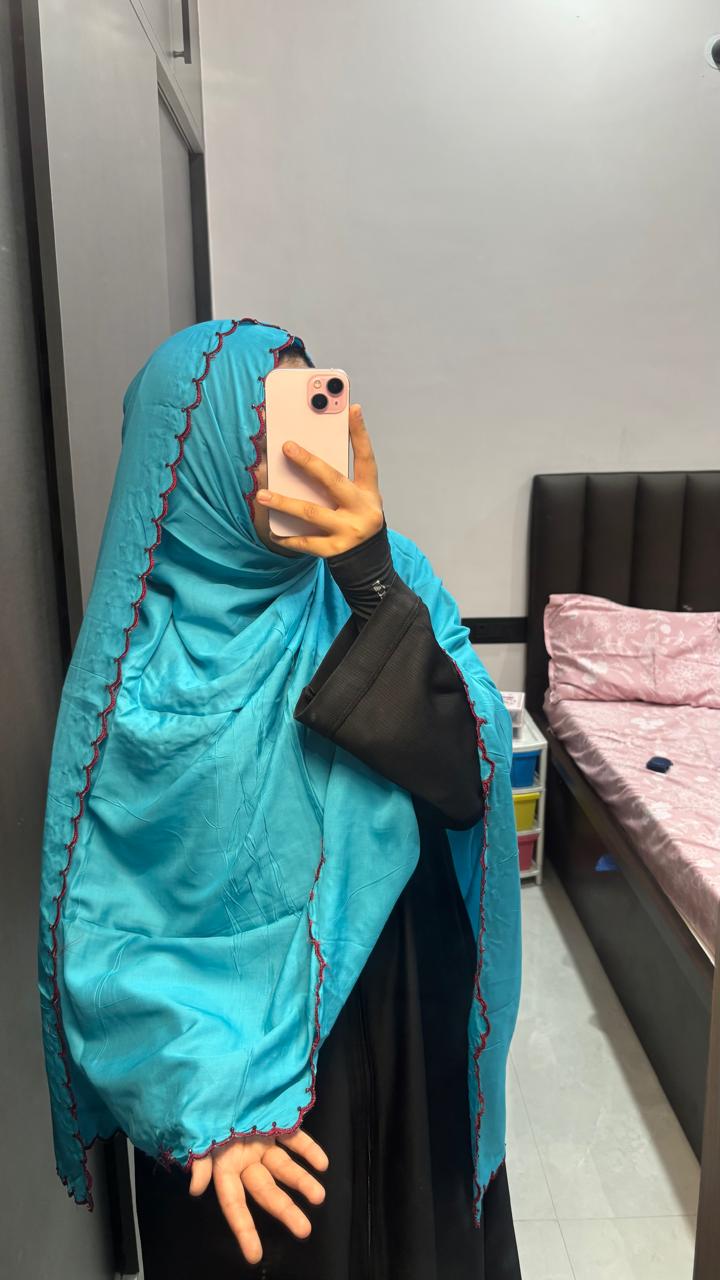 Baby Blue Dupatta with four side Embroidery