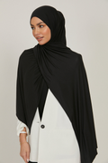 Black Bamboo Jersey hijab - Made in UAE