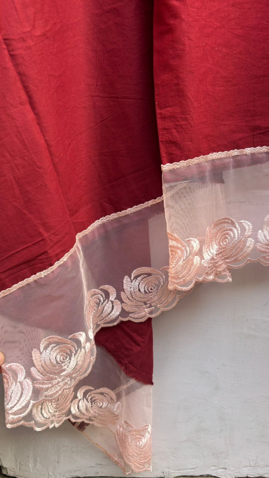 Maroon embroidered dupatta