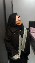 Black & Green Soft Rayon Embroidered Dupatta