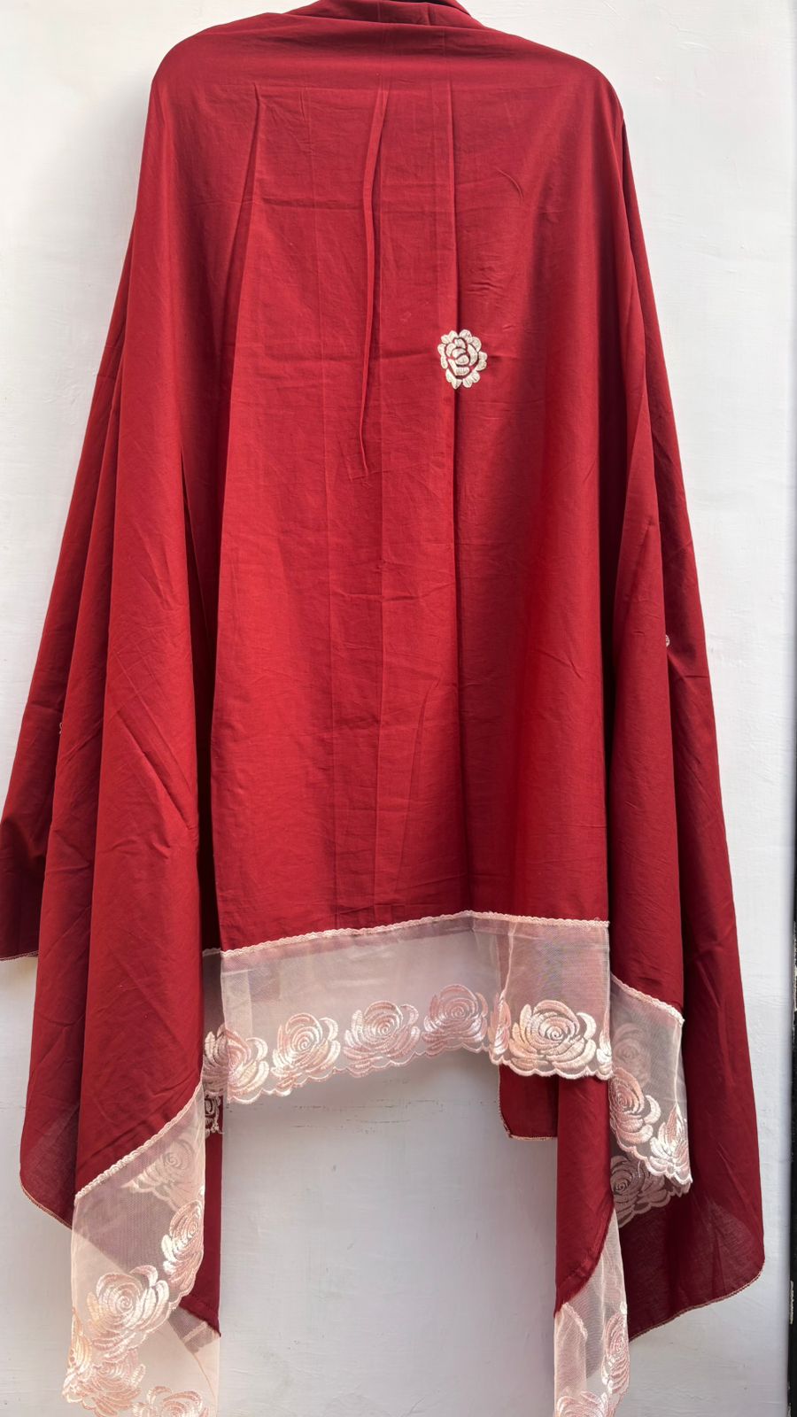 Maroon embroidered dupatta